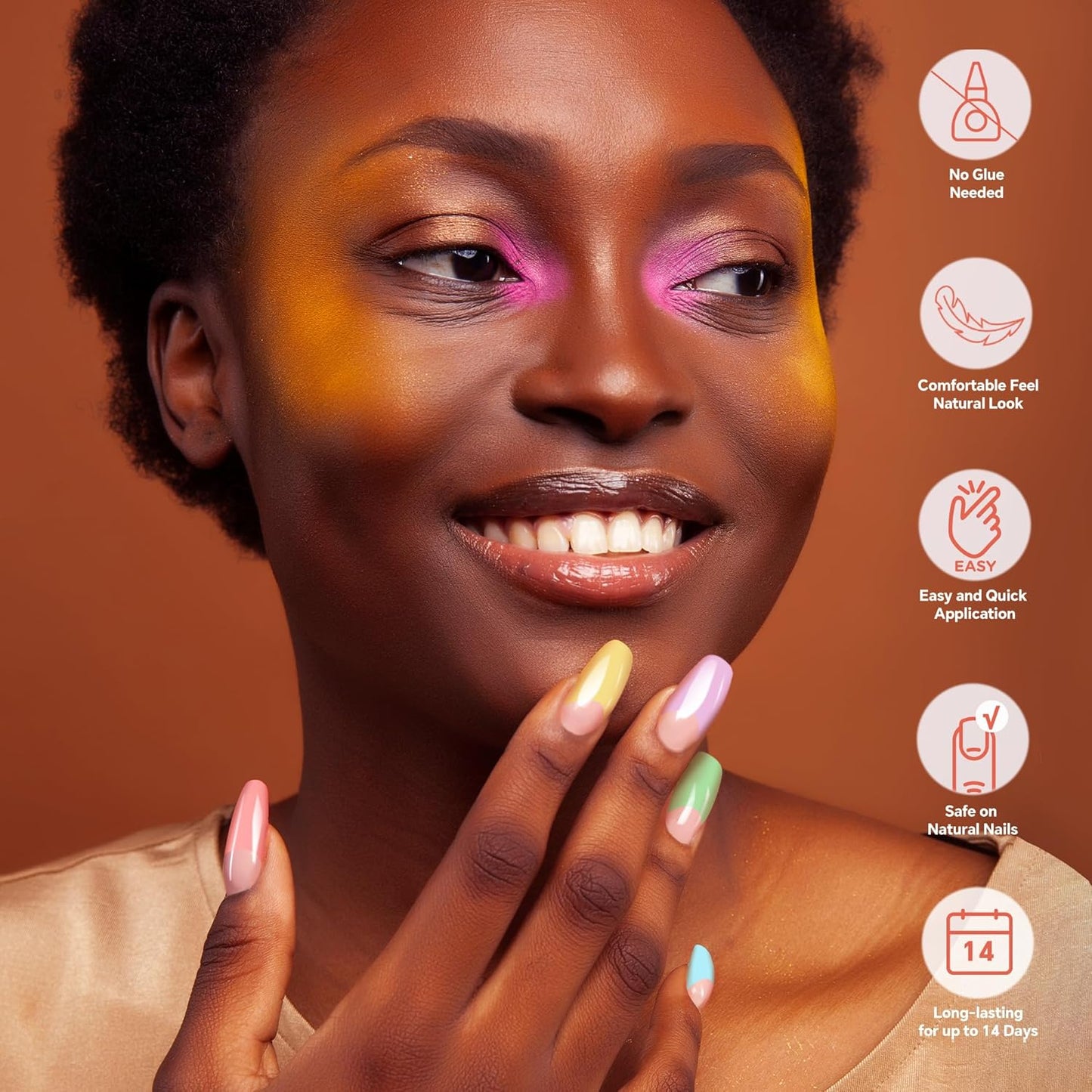 Semi Cured Gel Nail Strips-Semi Cured Gel Nail Art Wraps Back to School Nail Stickers At-Home Manicure Kit,14 Days Wear, Salon-Grade Works with Any UV/LED Lamps(Colorful Spring)