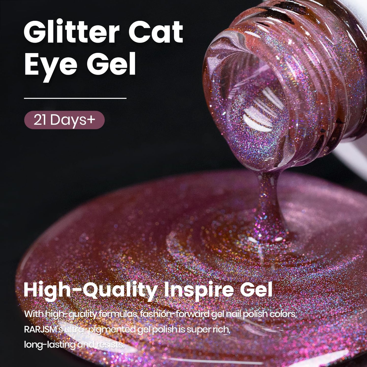 RARJSM Purple Blue Aurora Cat Eye Gel Nail Polish Multichrome Color Glitter Dark Violet Candy Glass Diamond Cat Eye Gel Polish with Magnet Stick Soak off UV LED Curing Requires Home Salon Diy Nail Art