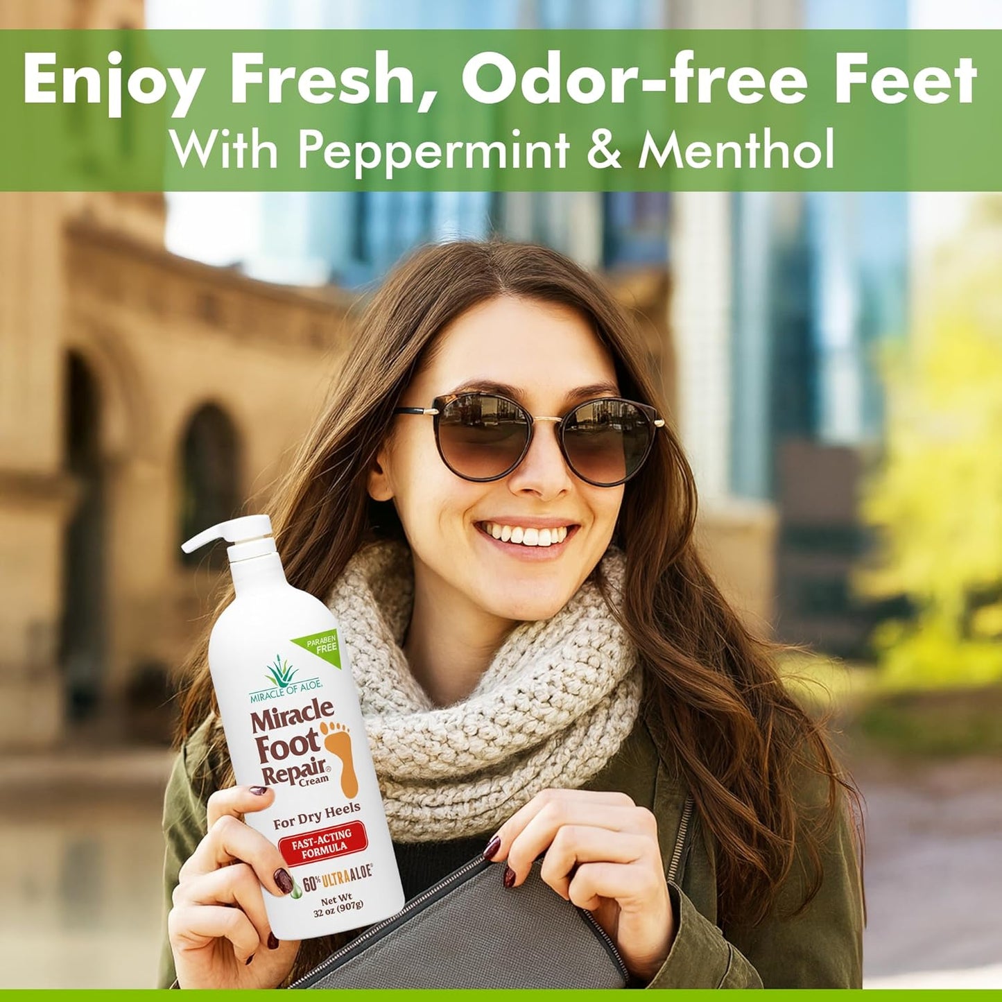 Miracle Foot Repair Cream (32 oz) Repairs Dry Cracked Heels and Feet, 60% Pure UltraAloe Moisturizes, Softens, and Repairs