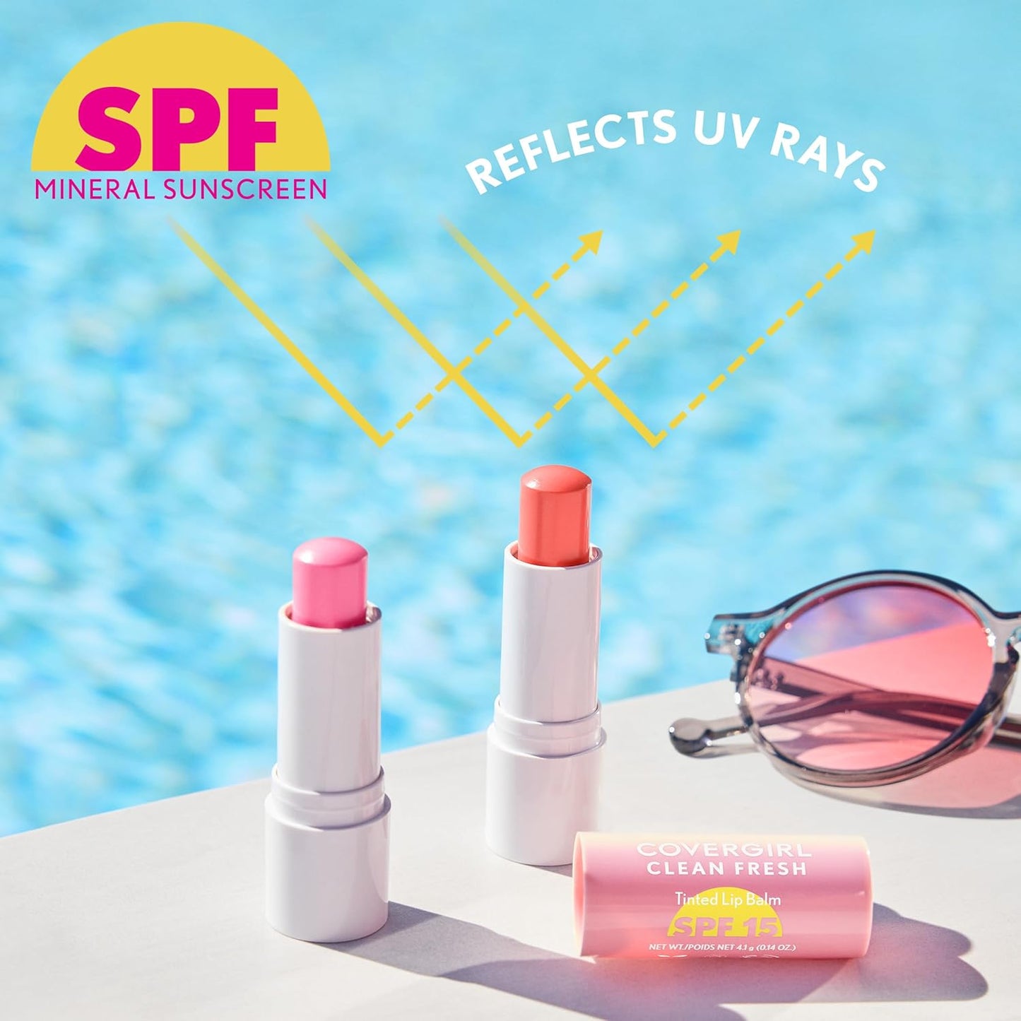 COVERGIRL Clean Fresh Tinted Lip Balm SPF 15-10 - You Make Me Blush, with Mineral Sunscreen, Moisturizing, Vegan Formula, 0.14oz