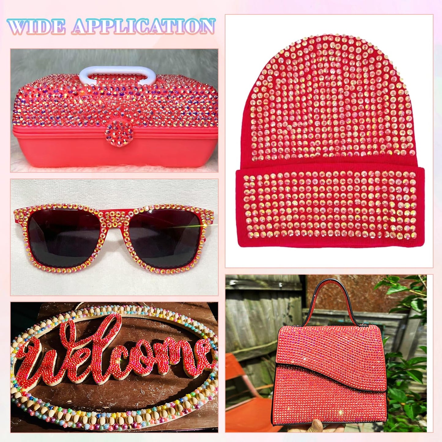 30000Pcs Resin Rhinestones for Bedazzling with 3Pcs B7000 Jewelry Glue, Red AB Flatback Gems Rhinestones for Crafting, Clothing Tumblers Mugs Shoes Fabric Decor Nail Art