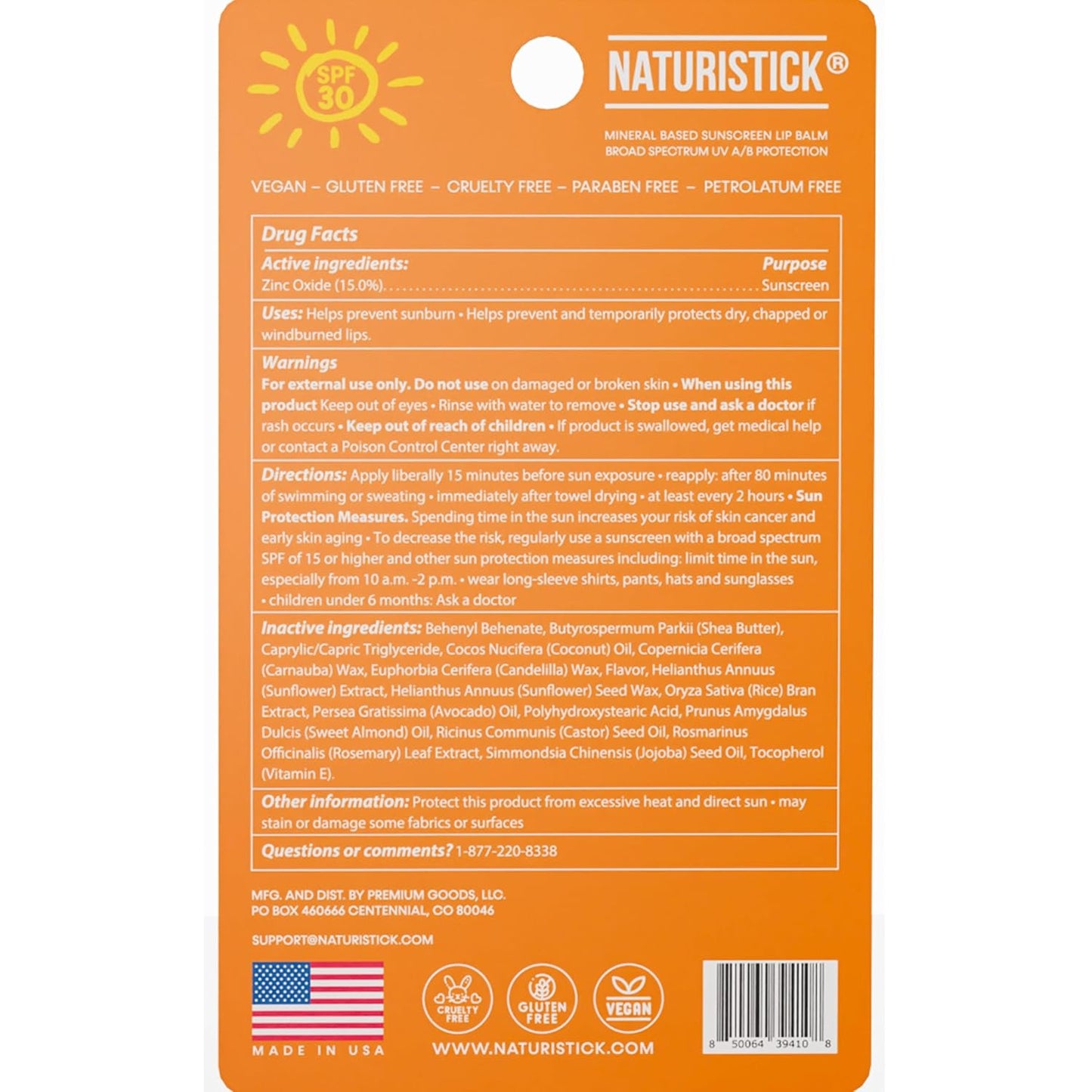 Naturistick SPF 30 Vegan Lip Balm – Mineral Sunscreen with Zinc Oxide | Broad Spectrum UVA/UVB Protection | 100% Natural, Coral-Friendly Formula | Oxybenzone Free | 5-Pack Citrus | Made in USA