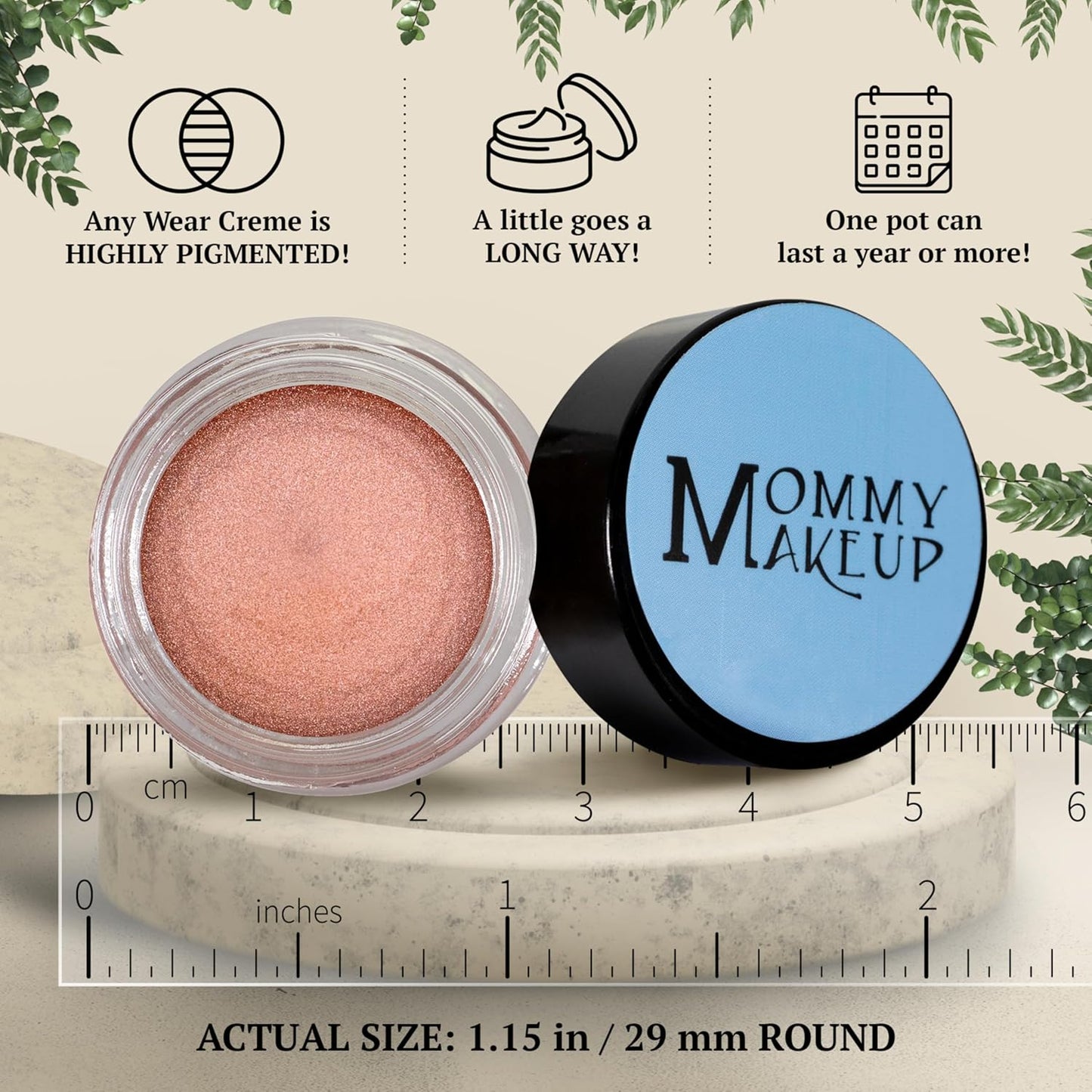 Mommy Makeup Any Wear Creme Eyeshadow - Waterproof, Crease-Proof, Long Lasting, High Pigment, Oil-free - Cream to Powder for Eyes, Cheeks & Lips (Gilded Rose)