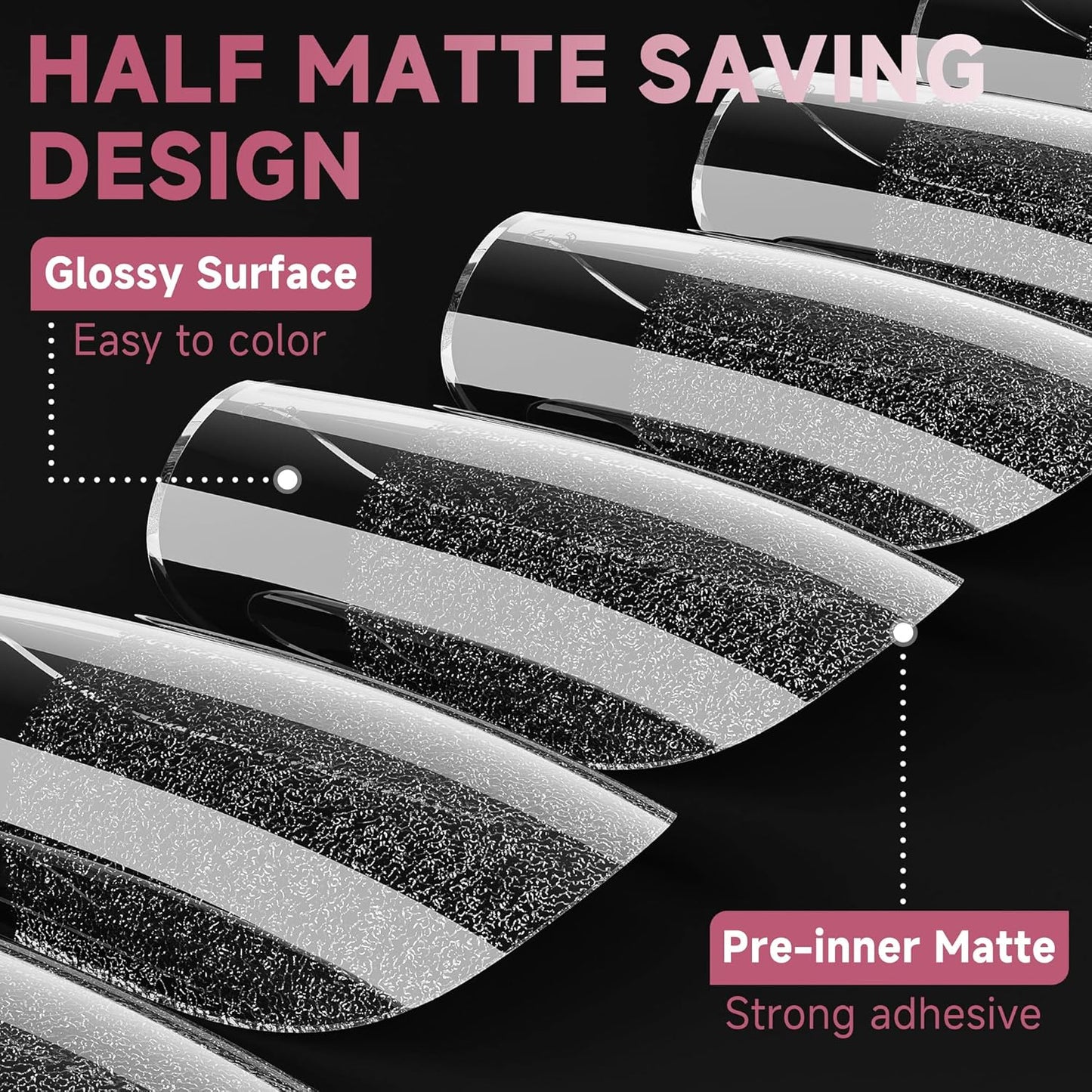 UNA GELLA Medium Square Gel Nail Tips Half Matte 312pcs Medium Square Gel Nails Full Cover False Acrylic Nails Tips for Press On Nails DIY Art Salon Nail Extensions, 12 Sizes