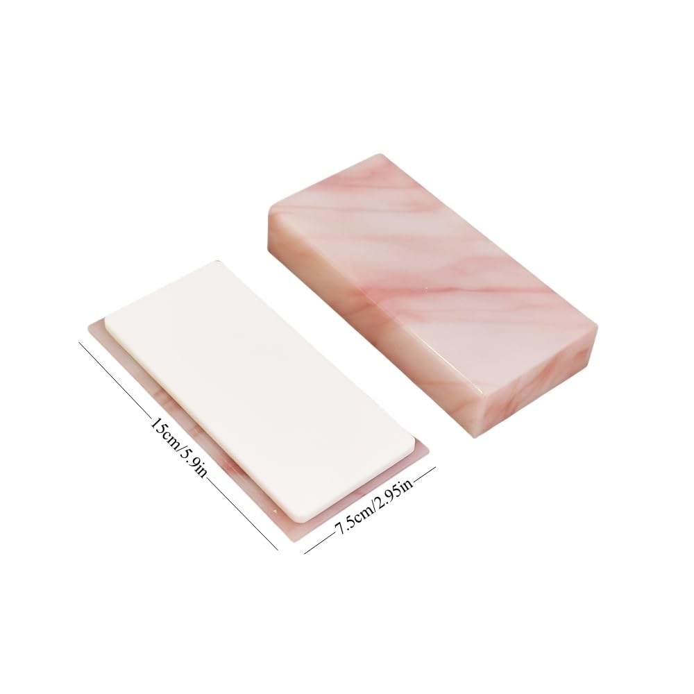 Grafting False Eyelash Acrylic Extension Pallet Organizer, Eyelash Extension Glue Tweezers Plate Makeup Palette, Dustproof Storage Box Display Training Tools Salon (Marble Pink)