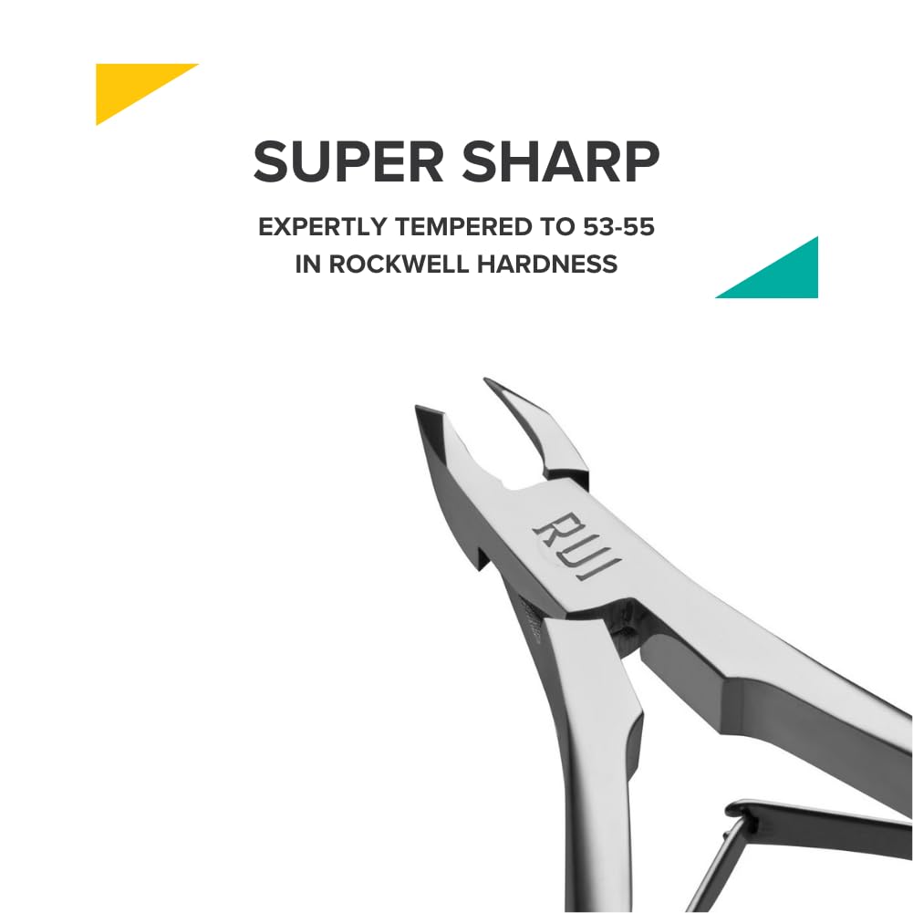 Rui Smiths Ultra-Premium Stainless Steel Cuticle Nippers - Professional Stainless Steel Cuticle Cutters - Japanese Handle, Mirror Finish - 5mm Jaw, Double Spring