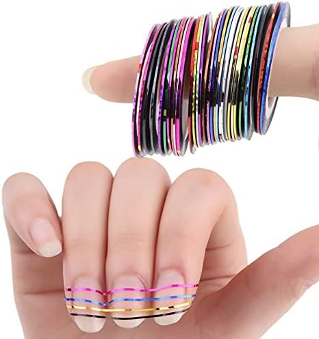 Artdone 38Pcs Nail Striping Tape Lines Kit With Nail Art Pens Dotting Tools And Liner Brushes For Gel Polish Small Detail Drawing Design Paint