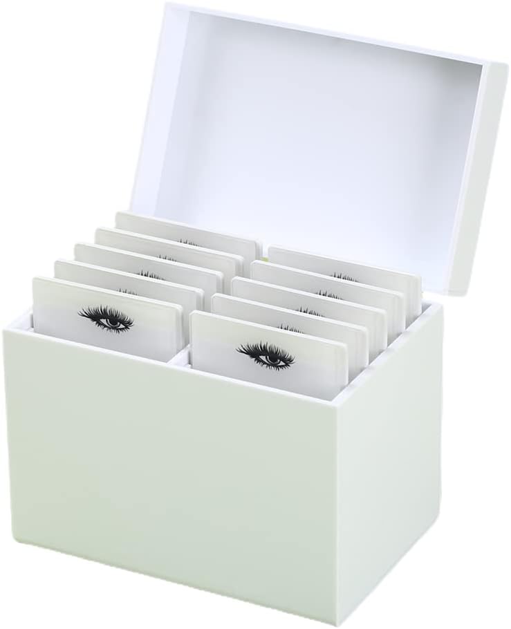 10 Layers Acrylic Eyelash Storage Box, Makeup Eyelashes Extension Close-Packed Display with 10 Pallets, Grafting False Eyelashes Glue Pallet Holder Display Organizer (White)