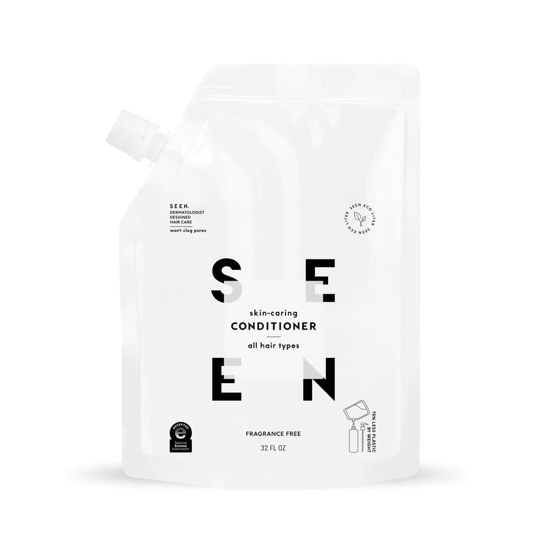 SEEN Conditioner Eco-Refill, Fragrance Free - Non-Comedogenic & Sulfate-Free Hair Conditioner- Dermatologist-Developed - Safe for Sensitive & Acne Prone Skin