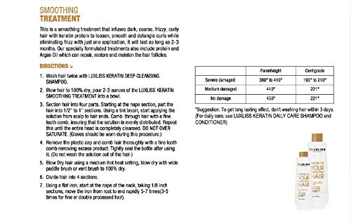 Keratin Smoothing Treatment and Keratin Daily Care Shampoo & Conditioner Set Professional Results Straightens and Smooths Repair Hair
