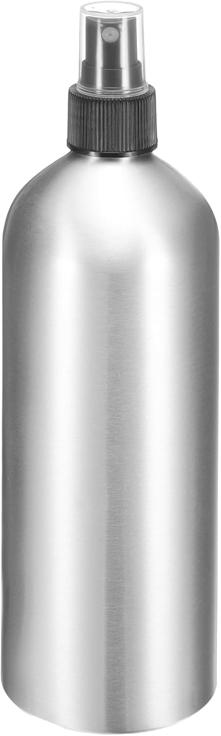 HARFINGTON Aluminum Fine Mist Spray Bottles 500ml/16oz Metal Small Liquid Alcohol Refillable Travel Container with Black Plastic Nozzle Cap for Perfume Skincare Cosmetic Storage Bottle