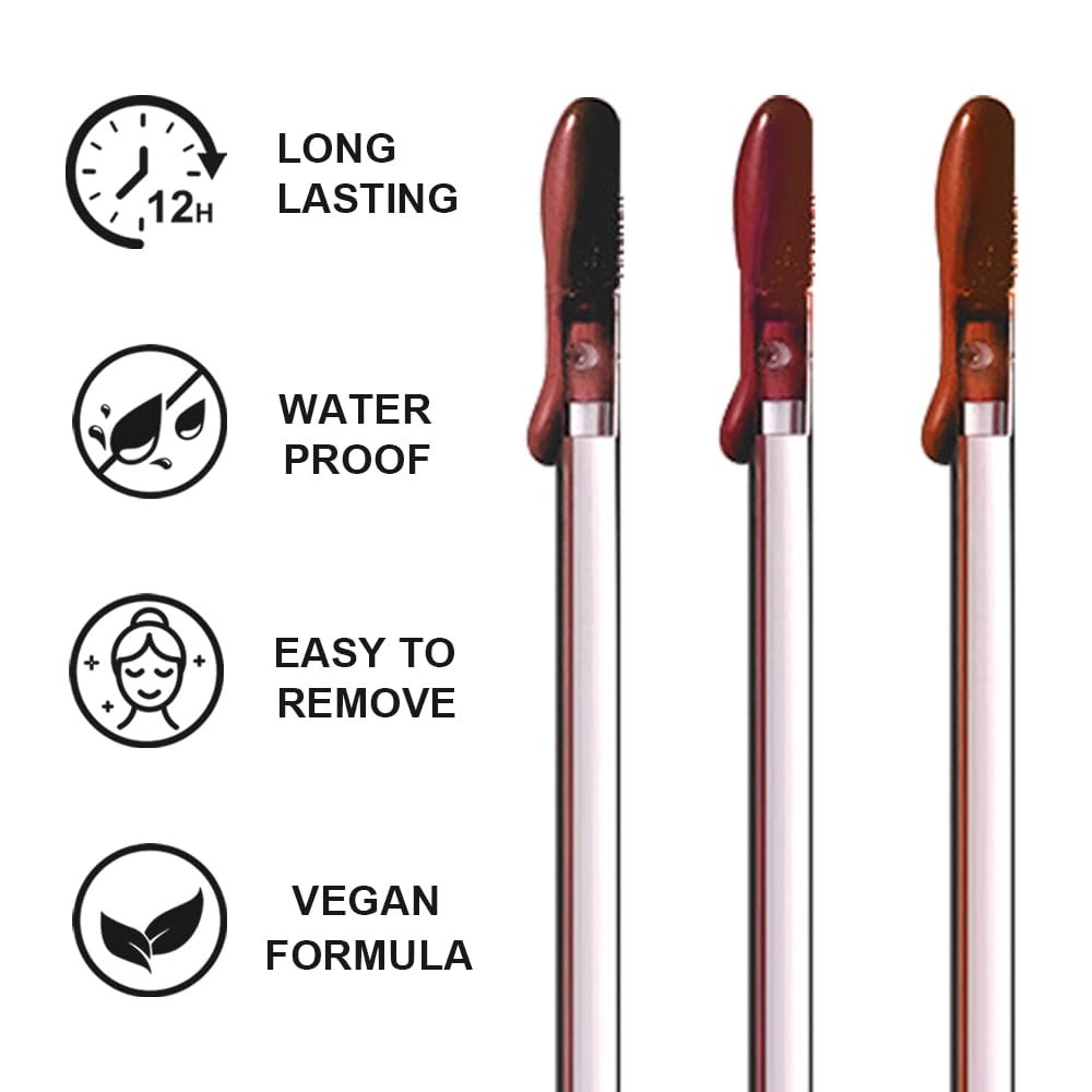 3 Colors Peel Off Lip Liner Stain with Tweezer, Long Lasting Waterproof Lip Tint Stains Makeup Set with Matte Finish for Women, Natural Look, Easy to Use, for All Skin Types (#3,6,7)