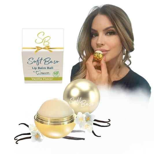 SoftBeso Lip Balm Gold-Vanilla Flavor - Moisturizing Lip Balm Ball for Beautiful, Soft Lips - For Dry & Chapped Lips – Ideal Present for Men & Women – Ideal for Gifting