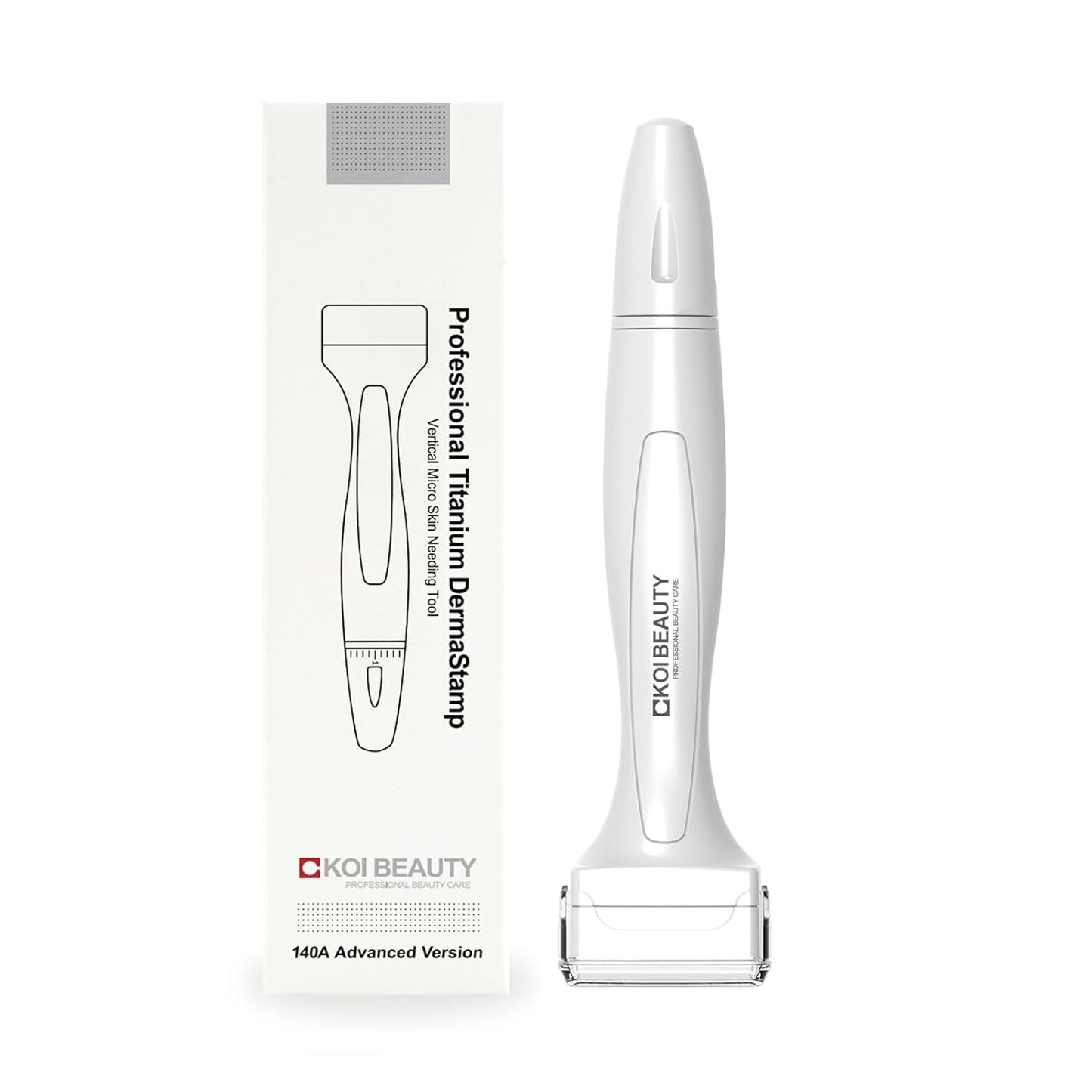 Titanium Microneedle Derma Roller - Stamp Alternative - Microneedling Micro Needle Skin Care Tool - Microneedling Roller for Men and Women - White