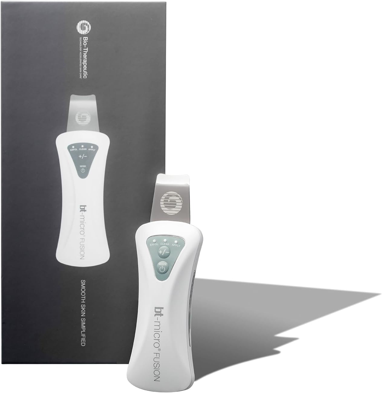 Bio-Therapeutic bt-Micro Fusion Ultrasonic Skin Exfoliation. Smooth Skin, Clear Congestion, Superior Blackhead Extraction, 3 Modes 2 Power Levels, Stainless Steel Applicator, Rechargeable