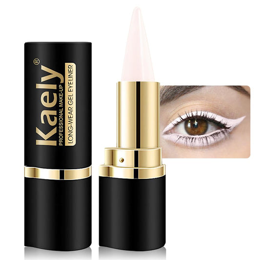Kaely Quartz Queen White Gel Eyeliner Pencil, Natural Cream Eye Liner Waterproof Smudge Proof, Matte Waterline Eyeliner Eyeshadow Stick, Brighten Eye Makeup, Vegan & Cruelty-Free, 14
