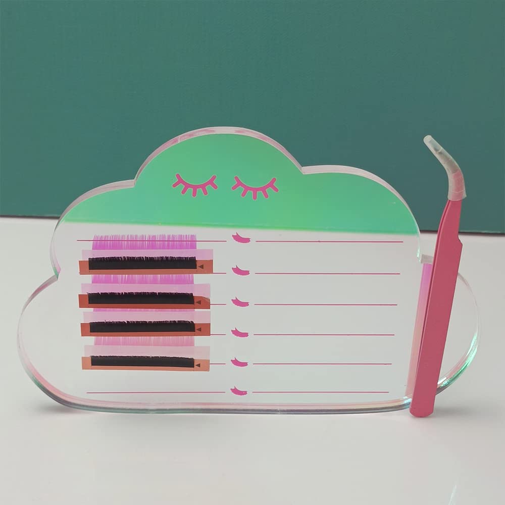 Grafting False Eyelash Acrylic Extension Pallet, Eyelash Extension Tweezers Plate Pad Makeup Palette Individual Training Tools Dazzling (Cloud-shaped C （5.9x3.94in）)