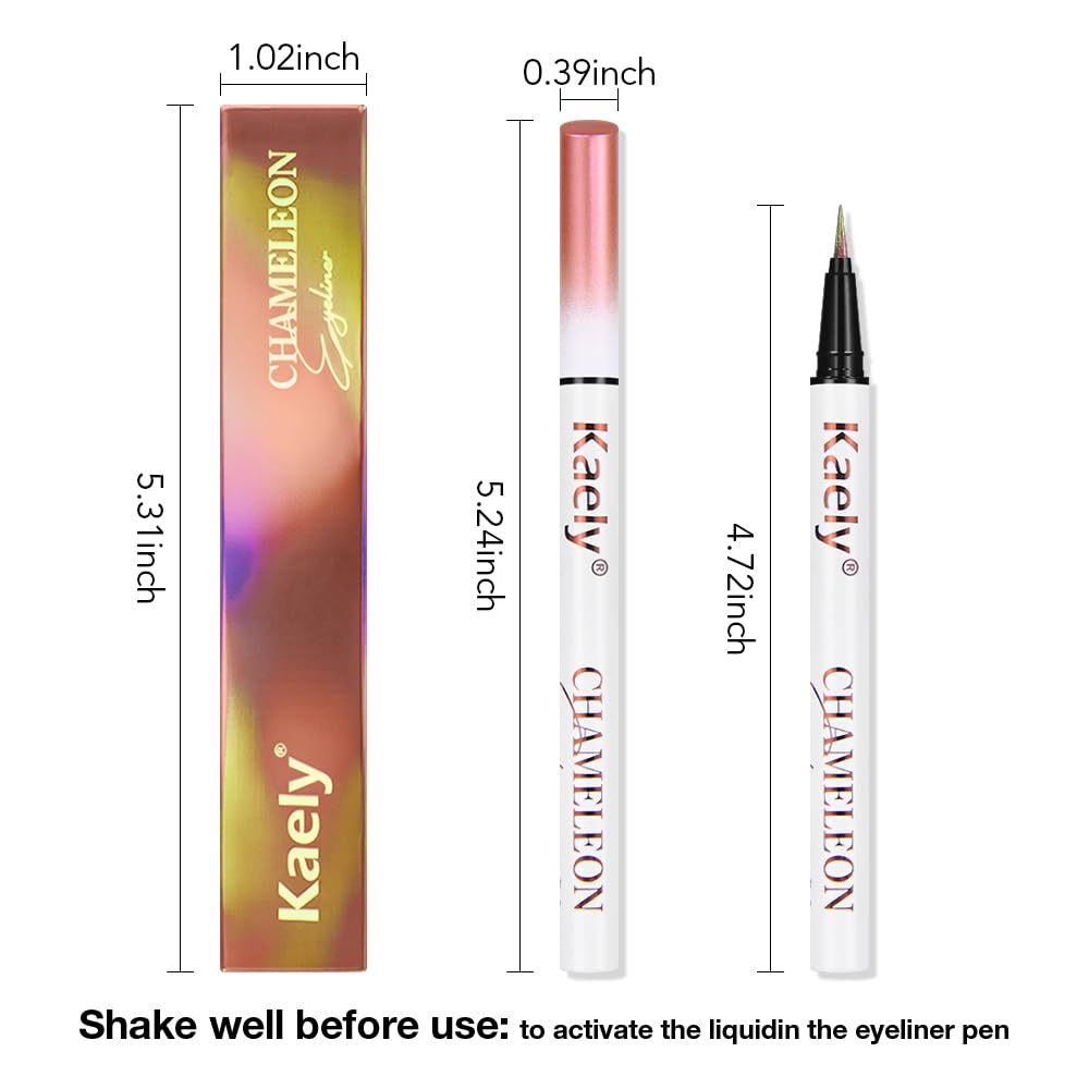 evpct Chameleon Duo Chrome Liquid Eyeliner, Rose Bronzer Flare Glitter Metallic Shimmer Liquid Eyeliner, Multichrome Color Shift, Long Lasting Waterproof Eye Liner Eyeshadow Pencil Face Glitter Makeup