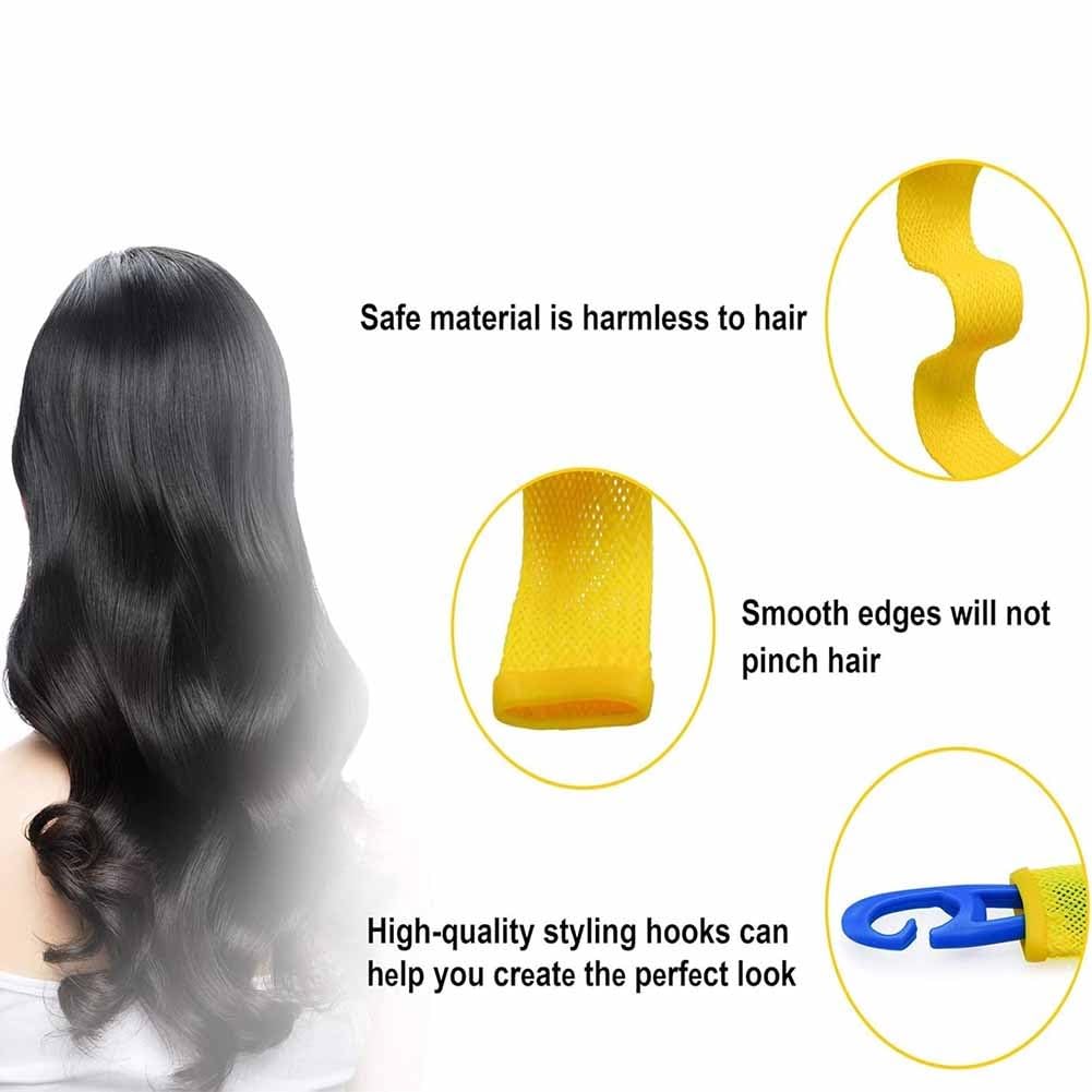 Heatless Hair Curling Set Magic No Heat Spiral Hair Curls Portable DIY Rollers Styling Kit Durable Beauty Makeup(20pcs*19.7in)
