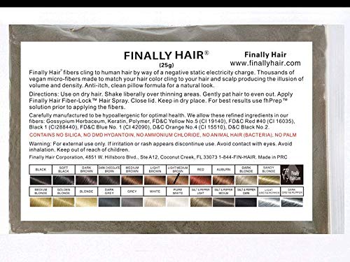 Hair Building Fibers 25 gram (ammonium chloride free) Refill Bag by Finally Hair. Compatible Replacement/Refill for Toppik Xfusion (Light Medium Brown - our lightest brown shade))