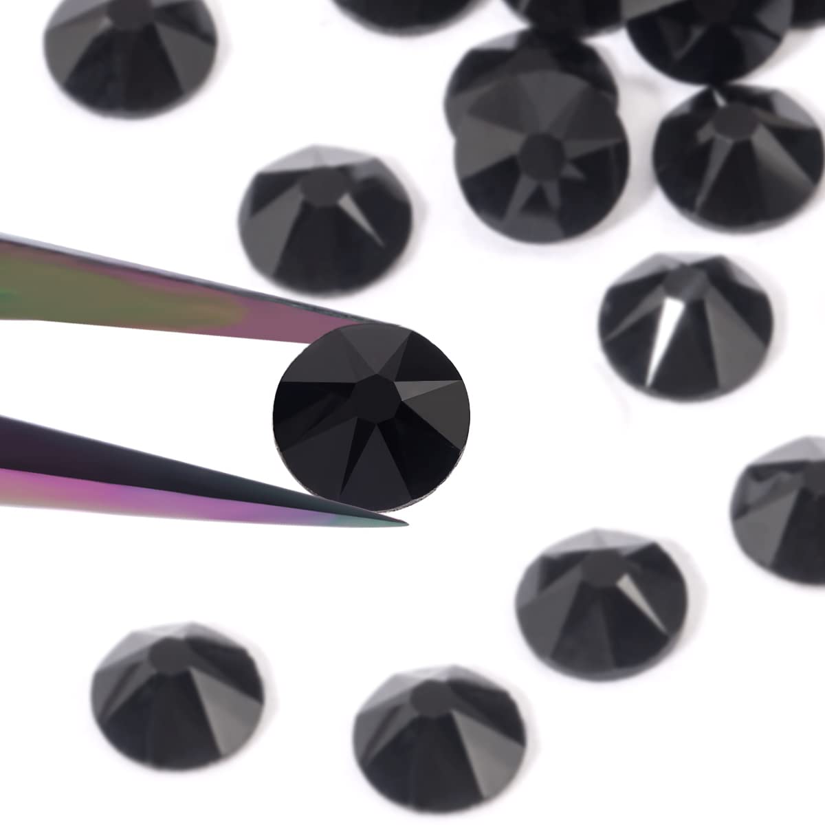 Novani Black Rhinestones 1440pcs Flat Back Round Rhinestone Style 2088 Sparkly Crystal Gemstones for Nail Art and Crafting SS16,3.8-4.0mm