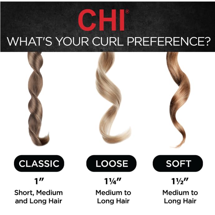 CHI Spin N Curl, Curling Iron For Healthy & Shiny Effortless Curls & Waves, Provides Preset Temperature Settings For Each Hair Texture, Ruby Red