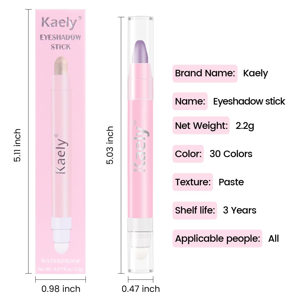 Kaely 2in1 Cream Eye Shadow Brightener Sticks for Eyes, Pencil Eyeshadow Applicator Stick Waterproof Pigmented, Eye Shadow Palette Highlighter Makeup, sombras para ojos, 09 Violet Shimmer