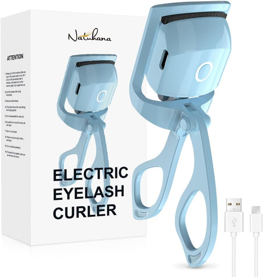 Heated Eyelash Curler with USB,Fast Heat up & 24H Long-Lasting,Rechargeable Electric Lash Curlers,Temperature Control,Safe Anti-Burn Quick Natural Curling Eye Lashes,Blue