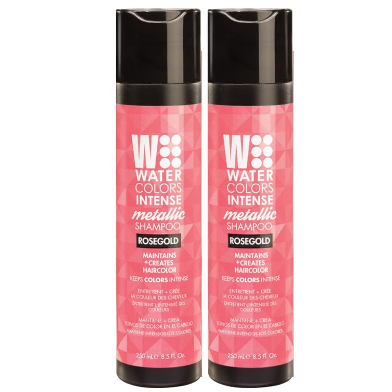 Watercolors INTENSE METALLIC Semi Permanet Color Depositing Shampoo-Sulfate & Paraben Free to Maintain & Enhance Hair Color 8 fl oz - ROSE GOLD (2 Count)