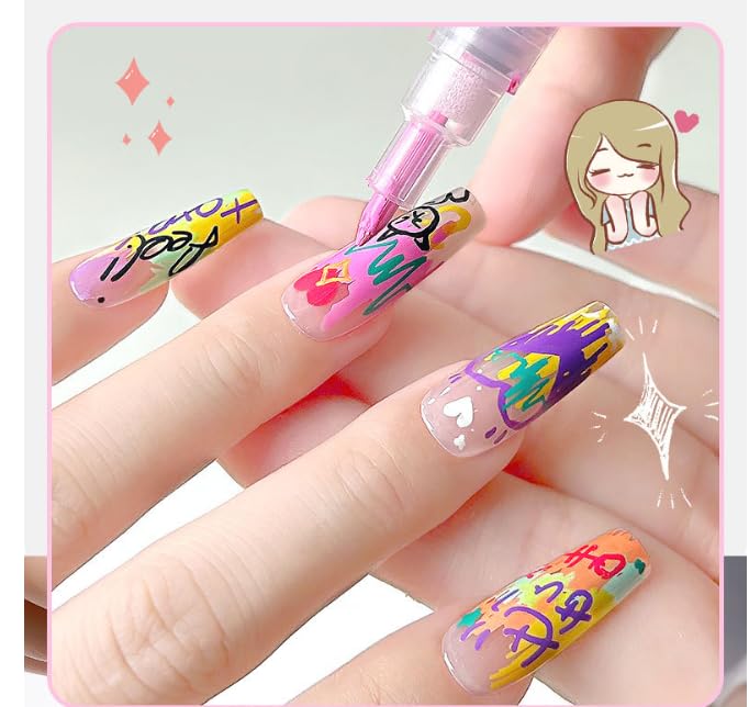 Nail Polish Pens Set, Nail Art Pens, Nail Pencil, DIY Drawing Painting Pen, for Nails DIY (12colors set B -0.7mm)