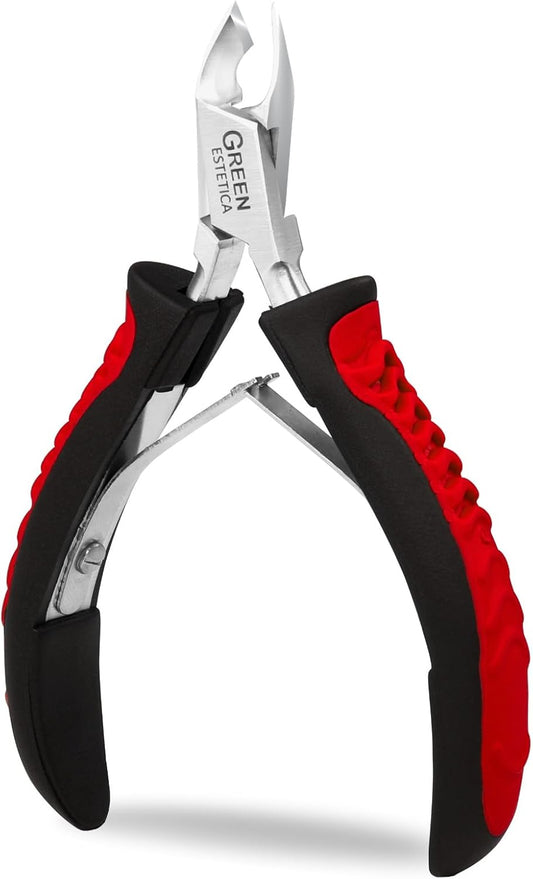 Premium Cuticle Trimmer Stainless Steel Nipper – Sharp Blades with Double Spring – Manicure Pedicure Tool for Home and Salon (Black/Red)