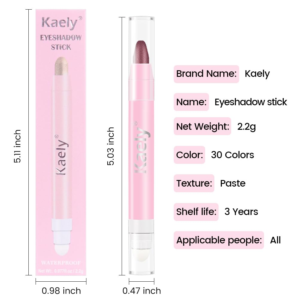 Kaely 2in1 Cream Eye Shadow Brightener Sticks for Eyes, Pencil Eyeshadow Applicator Stick Waterproof Pigmented, Eye Shadow Palette Highlighter Makeup, sombras para ojos, 26 Orchid Shimmer