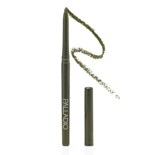 Palladio Retractable Waterproof Eyeliner, Richly Pigmented Color and Creamy, Slip Twist Up Pencil Eye Liner, Smudge Proof Long Lasting Application, All Day Wear, No Sharpener Required, Olive
