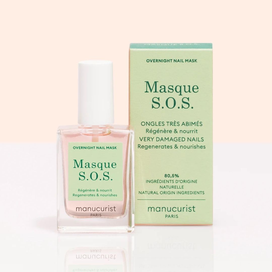 Manucurist SOS Nail Mask - Nail Care - Overnight Nail Mask - For Severely Damaged Nails - 80.5% natural plant based ingredients - 0.5 fl oz