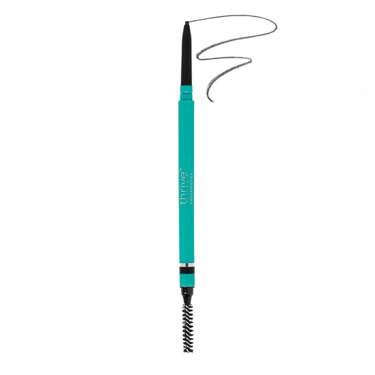 Thrive Causemetics Infinity Waterproof Eyebrow Pencil, Retractable Brow Pencil with Hyaluronic Acid & Shea Butter, Dual Ended Eyebrow Brush Spoolie, Fine Tip, Vegan & Cruelty Free, Tova (Soft Black)