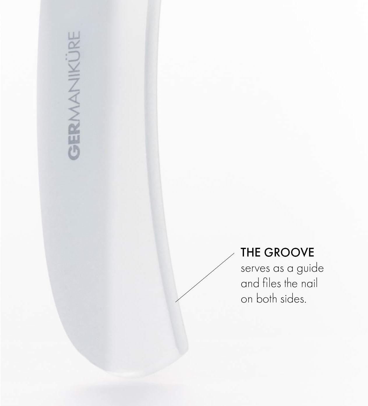 GERMANIKURE Gray Crystal Glass Nail File Set in Eggplant Purple Leather Case – Handmade in Czech Republic – Professional Manicure & Pedicure Supplies – Glass Cuticle Stick, Pusher, Moon File