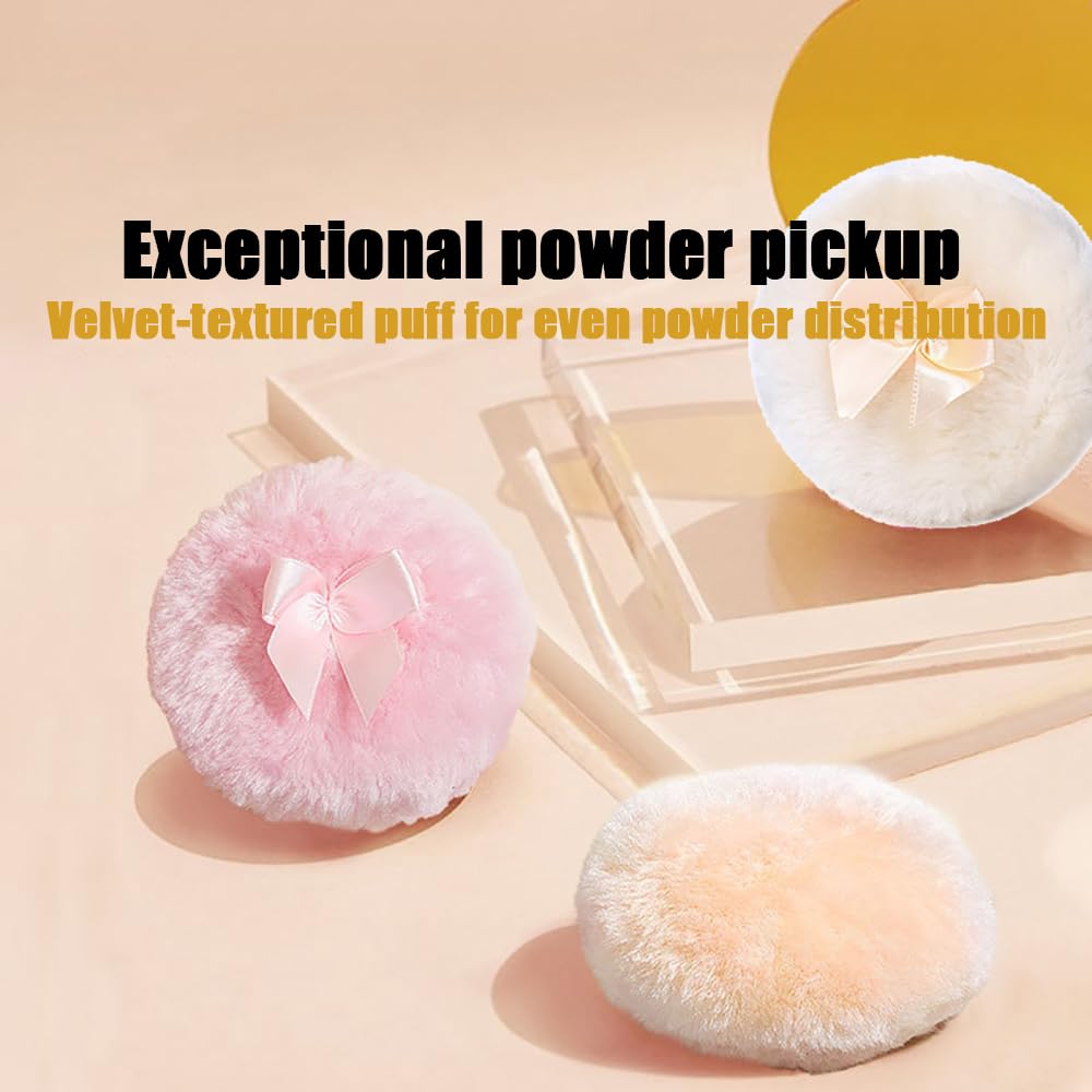 Luxury 4 Inch Glass Powder Container with 2 Soft 3.5" Puffs｜Non-Sealed Refillable puff Jar｜ Loose Powder Storage(Butterfly-Amberl)