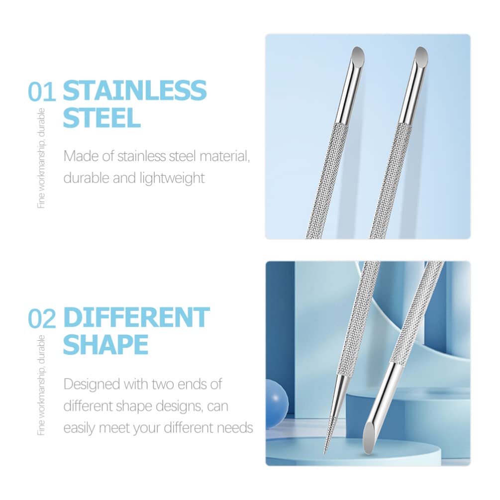 4pcs Stainless Steel Cuticle Pusher Nail Dotting Pen Metal Dead Skin Remover for Professional Manicure Pedicure Nail Art Care Tools