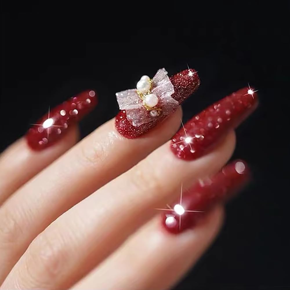 MIZHSE Glitter Red Gel Nail Polish, Reflective Gel Polish Sparkly Shiny Shimmer Nail Polish Soak Off Nail Art Salon Varnish Manicure DIY at Home Christmas Color