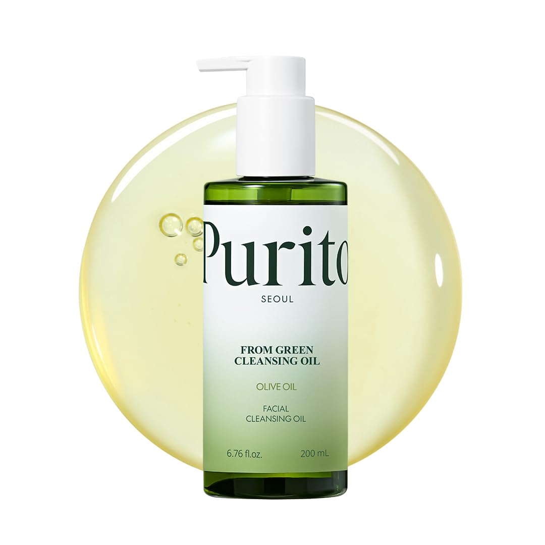 PURITO From Green Cleansing Oil, Fragrance-Free Makeup Remover for Face & Eyes, Gentle Vegan Oil Cleanser for Sunscreen & Waterproof Makeup, Cruelty-Free Korean Skin Care, 6.76 fl.oz / 200ml