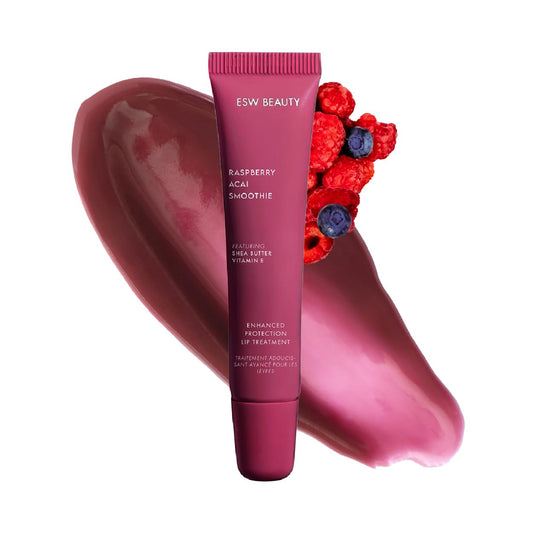 ESW Beauty Raspberry Acai Smoothie Lip Treatment - Rich Berry Tint with Shea Butter, Vitamin E, Raspberry & Acai for Deep Nourishment & Enhanced Protection