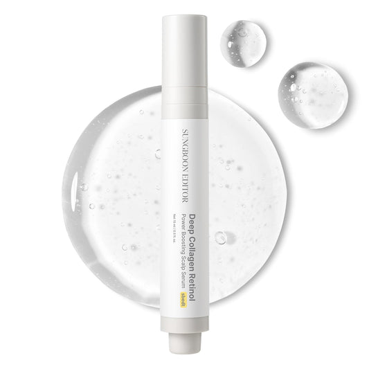 SUNGBOON EDITOR Deep Collagen Retinol Power Boosting Scalp Serum | Roll On Hair Growth, Hair Thickening Serum, Itchy & Dry Scalp Treatment, Caffeine, Biotin, Rosemary – Korean Hair Care, 0.5 fl oz