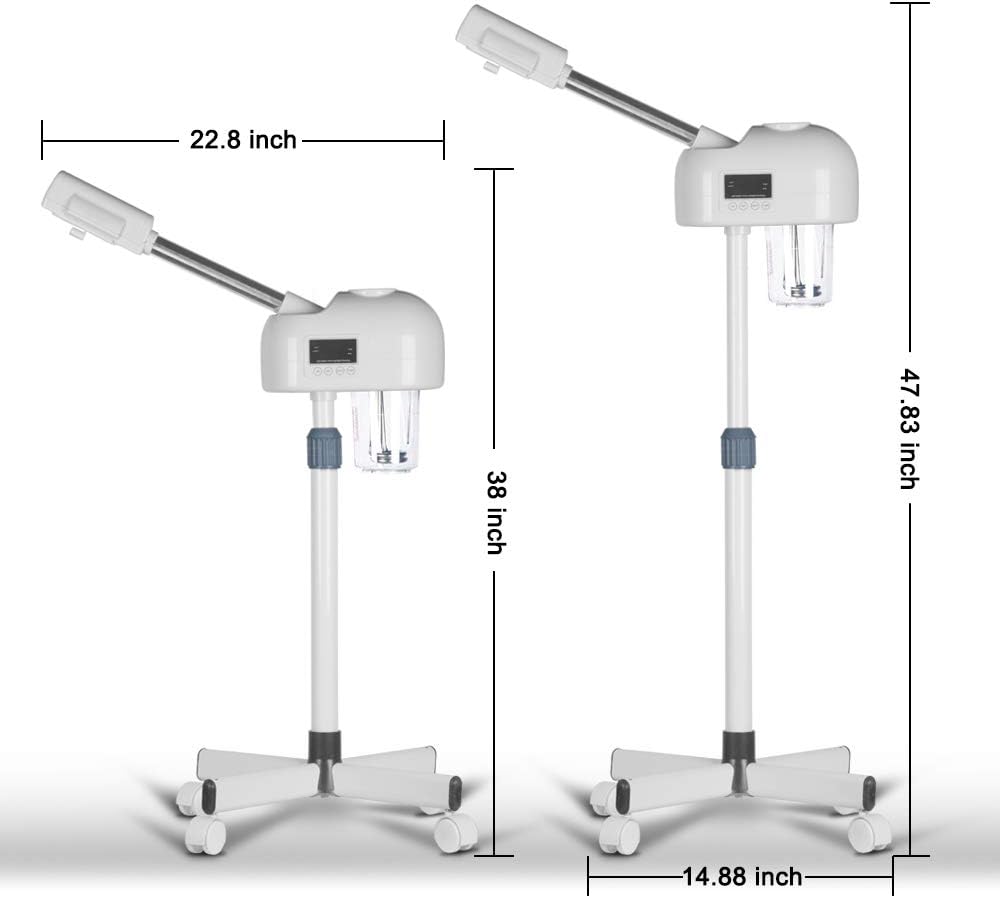 Professional Facial Steamer for Clean Skin, LCD Display, Facial Steamer for Esthetician, Use at Home & Salon, Spa with Hot Mist, Timer Function, Adjustable Height & Rolling Wheels
