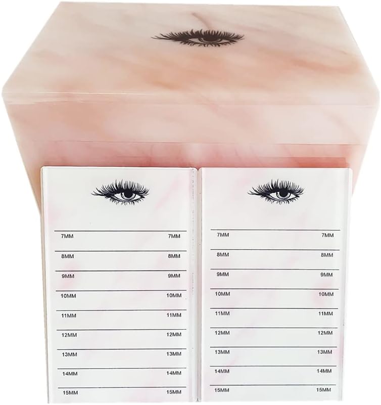10 Layers Acrylic Eyelash Storage Box, Makeup Eyelashes Extension Close-Packed Display with 10 Pallets, Grafting False Eyelashes Glue Pallet Holder Display Organizer (Marble Pink)