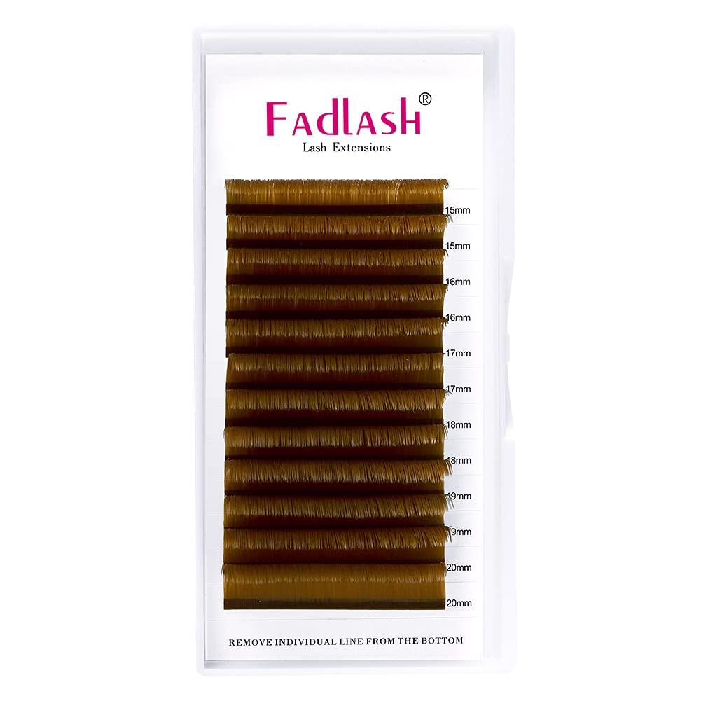 FADLASH Easy Fan Volume Lashes 0.07 D Curl Lash Extensions 8-14mm Mixed Tray Brown Color Easy Fan Lashes Blooming Eyelash Extension Volume (Blond 0.07-D, 8-14mm)