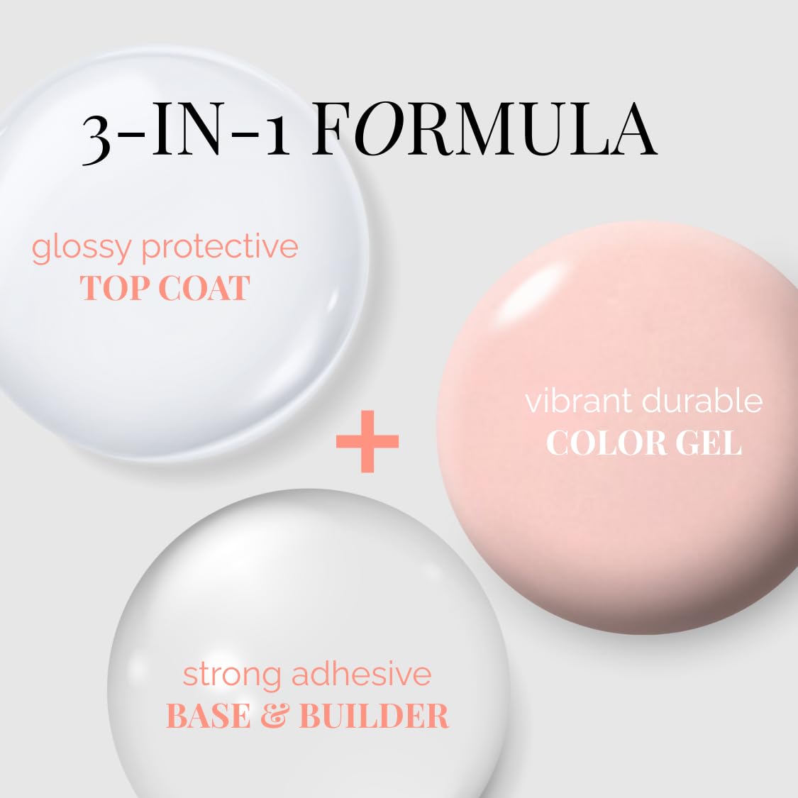 NAILOG One Step Light Pink Gel Nail Polish 12ml Top Coat Color Gel Base 3-In-1 Formula Soak Off UV Gel Polish for Home DIY & Gifting | Light Peach Pink