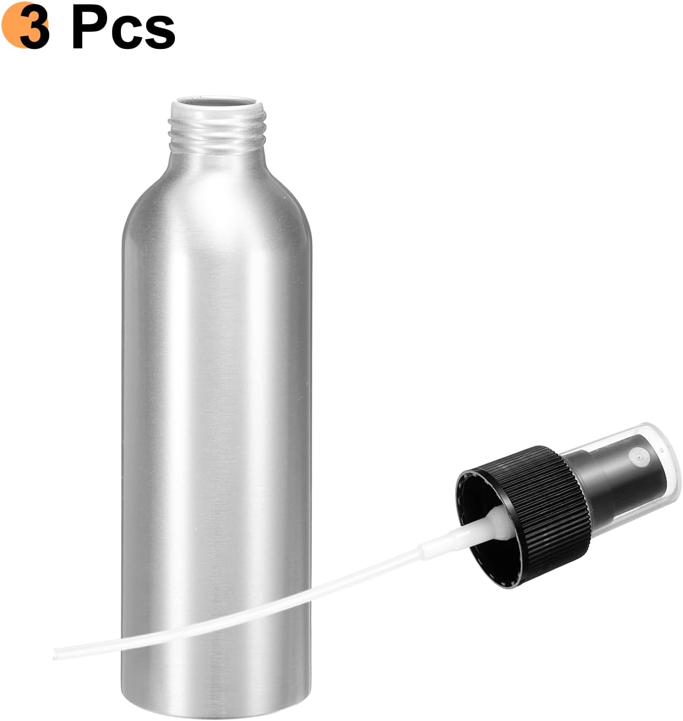 HARFINGTON 3pcs Aluminum Fine Mist Spray Bottles 150ml/5oz Metal Small Liquid Alcohol Refillable Travel Container with Black Plastic Nozzle Cap for Perfume Skincare Cosmetic Storage Bottle
