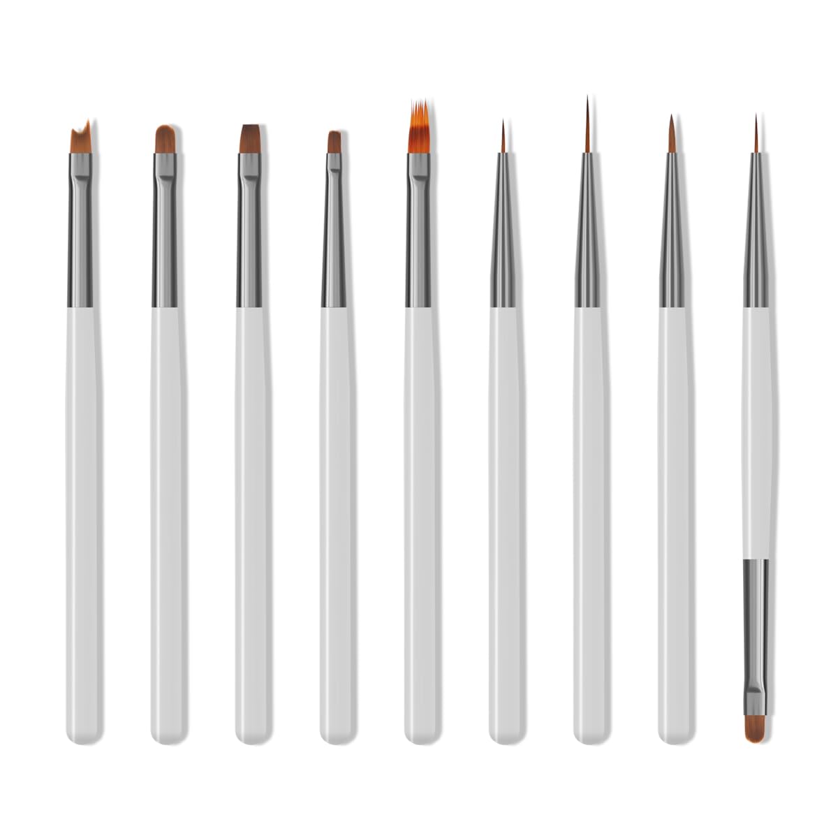 Nail Art Brushes Set, 9pcs Nail Design Painting Brushes, Professional Nail Art Design Brushes, Nail Fine Liner Brushes,Gray