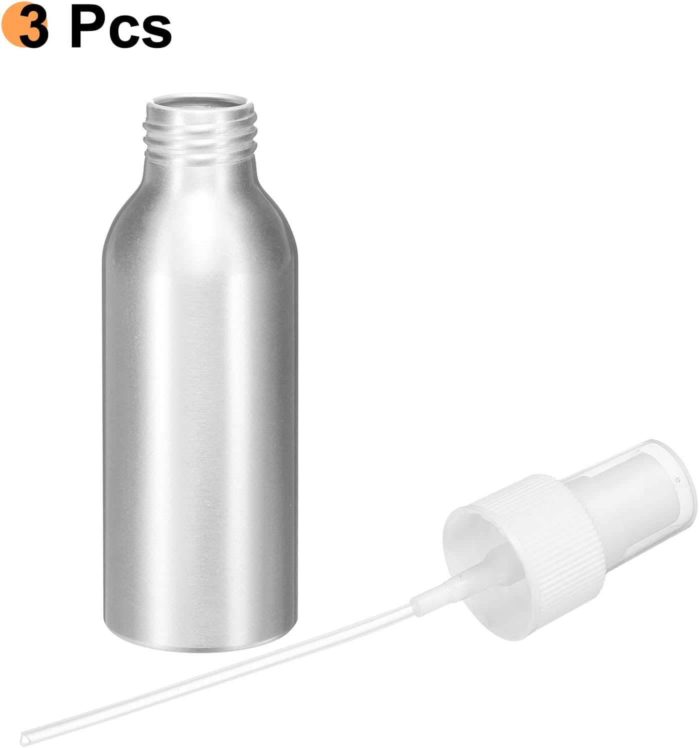 HARFINGTON 3pcs Aluminum Fine Mist Spray Bottles 100ml/3.4oz Metal Small Liquid Alcohol Refillable Travel Container with White Plastic Nozzle Cap for Perfume Skincare Cosmetic Storage Bottle