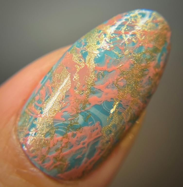 Maniology Fluid Art Special FX Nail Stamping Plate, Water Marbling Designs DIY Manicure, Marble Effect Patterns - Reusable, Rectangular, Stainless Steel Nail Art Template